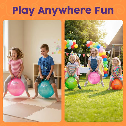 2er-Pack Glitzer-Space-Hopper-Bälle mit Handpumpe und Hütchen, 46 cm, Pink und Petrol