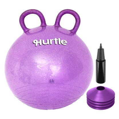 Glitzer-Space-Hopper-Ball mit Handpumpe und Hütchen, 46 cm, Lila