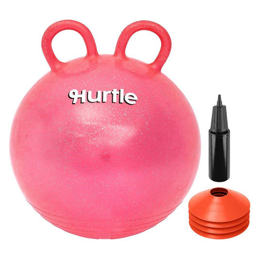Glitter Space Hopper lēkājamā bumba ar rokas pumpi un konusiem, 46 cm, sarkana