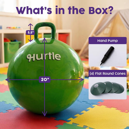Marble Space Hopper Ball with Hand Pump and Cones 51cm in Army Green