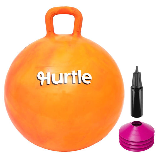 Marmora Space Hopper bumba ar rokas pumpi un konusiem, 51 cm, oranžā un rozā krāsā
