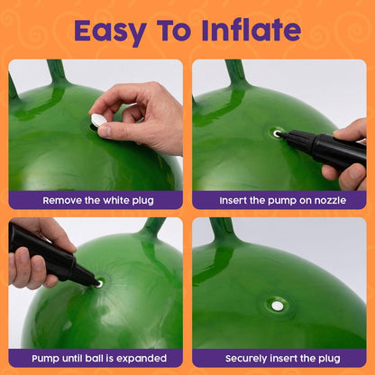 Marble Space Hopper Balls 2 Pack with Hand Pump and Cones 51cm in Army Green and Navy