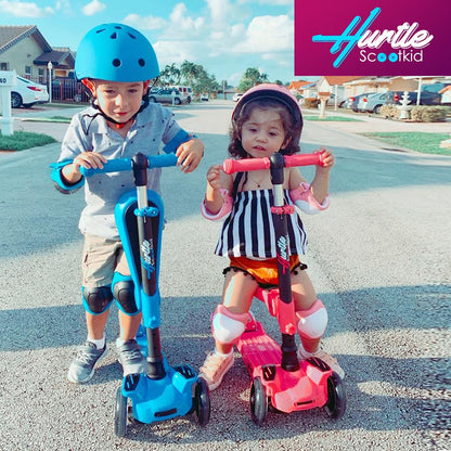 3-hjulig sparkcykel för barn med lysande hjul och utfällbar sits, 65 till 86 cm, blå
