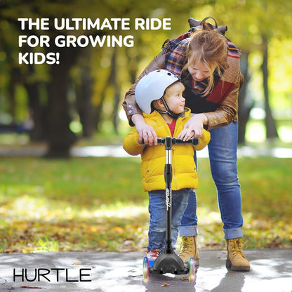3 Wheel Kids Kick Scooter with Light Up Wheels for Ages 2 to 5 63 to 72cm in Black