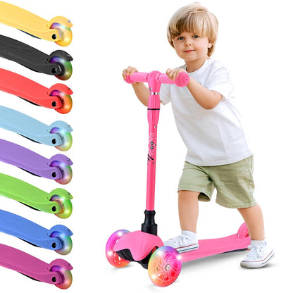 3-Rad-Kinder-Tretroller mit leuchtenden Rädern für 2- bis 5-Jährige, 63 bis 72 cm
