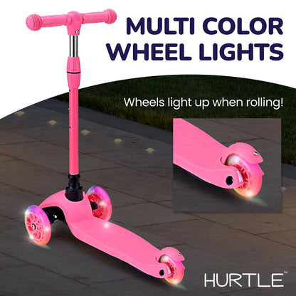 3-Rad-Kinder-Tretroller mit leuchtenden Rädern für 2- bis 5-Jährige, 63 bis 72 cm