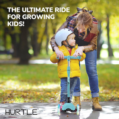 Patinete infantil de 3 ruedas con ruedas luminosas para niños de 2 a 5 años, de 63 a 72 cm, en verde azulado