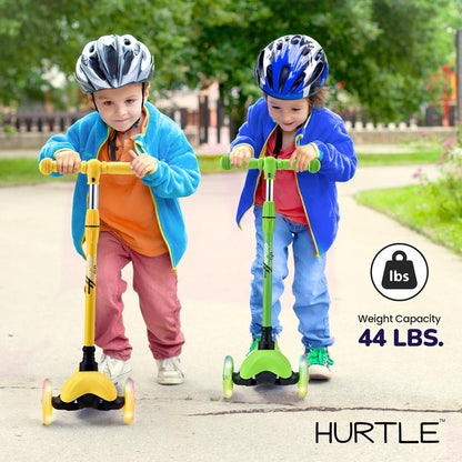Kinderstep met 3 wielen en verlichte wielen voor kinderen van 2 tot 5 jaar, 63 tot 72 cm, groen
