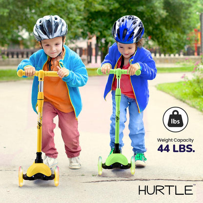Trotinete infantil de 3 rodas com rodas luminosas, para crianças dos 2 aos 5 anos, de 63 a 72 cm, em amarelo