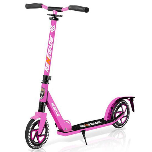 Faltbarer Tretroller für Jugendliche und Erwachsene mit Vorderradfederung, 200-mm-Rädern, Pink