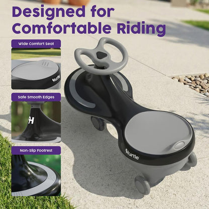 Voiture à chevaucher Wiggle pour enfants, sans pédales ni piles, 69 cm, noire
