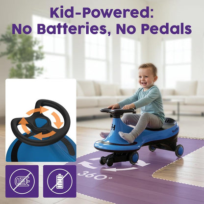 Wiggle-Car-Rutschfahrzeug für Kinder ohne Pedale oder Batterien, 69 cm, in Blau