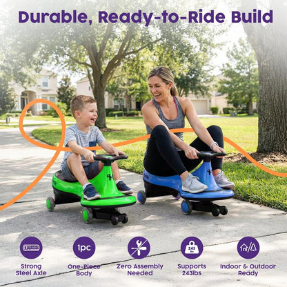 Wiggle-Car-Rutschfahrzeug für Kinder ohne Pedale oder Batterien, 69 cm, in Blau