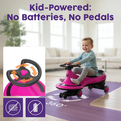 Wiggle-Car-Rutschfahrzeug für Kinder ohne Pedale oder Batterien, 69 cm, in Pink