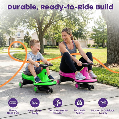 Wiggle-Car-Rutschfahrzeug für Kinder ohne Pedale oder Batterien, 69 cm, in Pink