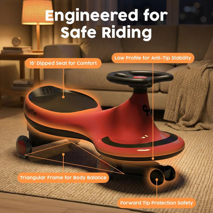 Åkbil med wiggle-funktion för barn, utan pedaler eller batterier, 69 cm, röd
