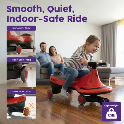 Åkbil med wiggle-funktion för barn, utan pedaler eller batterier, 69 cm, röd
