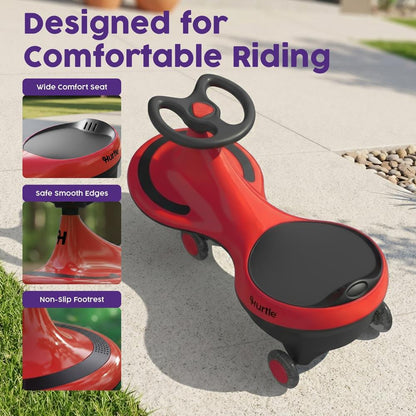 Åkbil med wiggle-funktion för barn, utan pedaler eller batterier, 69 cm, röd