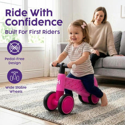 Balancecykel til småbørn med lysende styr, til 18–36 måneder, sædehøjde 24 cm, pink