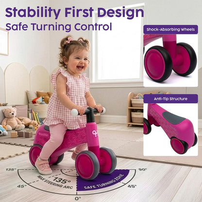 Balancecykel til småbørn med lysende styr, til 18–36 måneder, sædehøjde 24 cm, pink