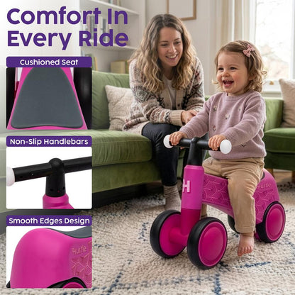 Balancecykel til småbørn med lysende styr, til 18–36 måneder, sædehøjde 24 cm, pink